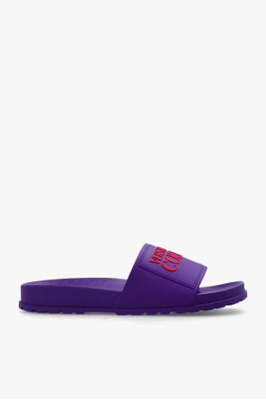 Purple Slides with logo Versace Jeans Couture